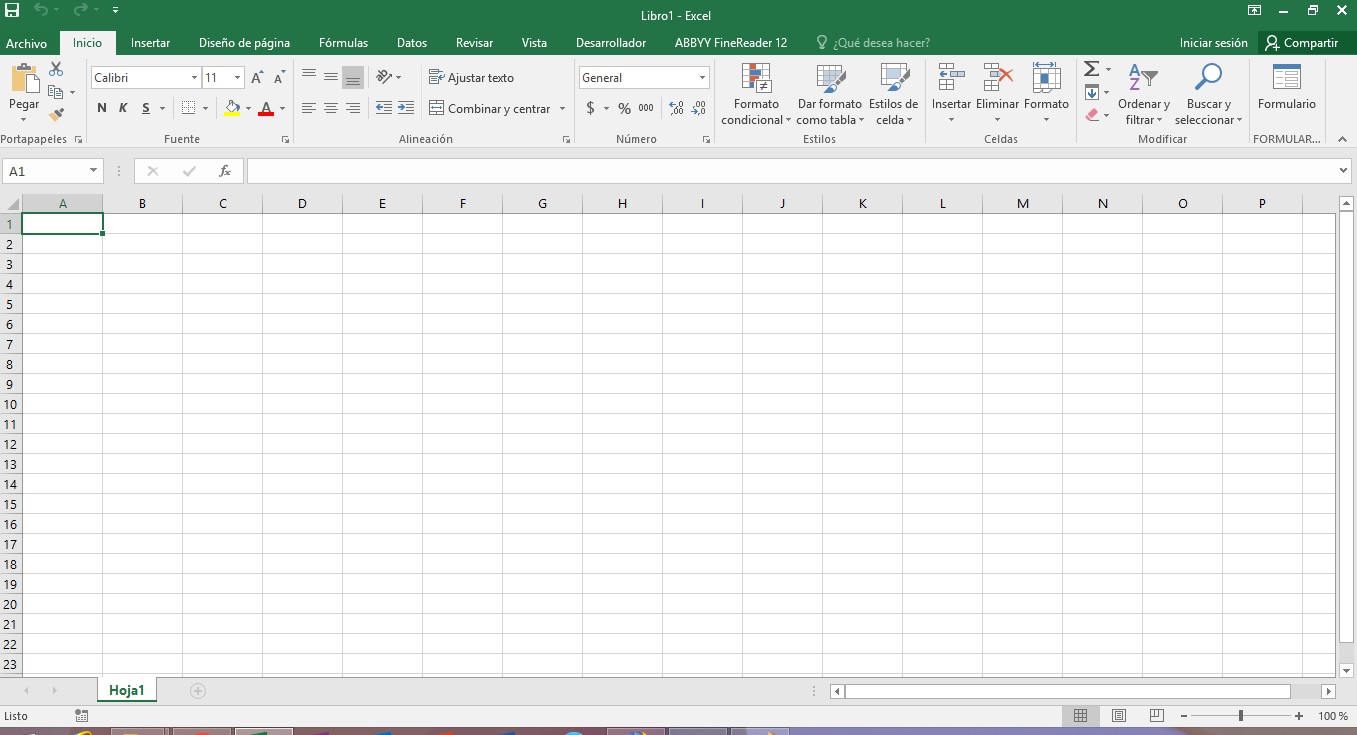Libro y hoja de Excel